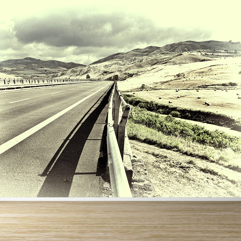 Highway Mural Wallpaper Light Color Contemporary Wall Covering for Girls Bedroom Clearhalo 'Wall Decor' 'Wall Mural' 1627369