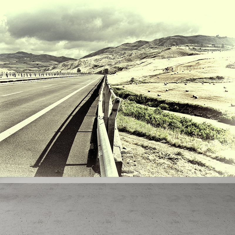 Highway Mural Wallpaper Light Color Contemporary Wall Covering for Girls Bedroom Clearhalo 'Wall Decor' 'Wall Mural' 1627370