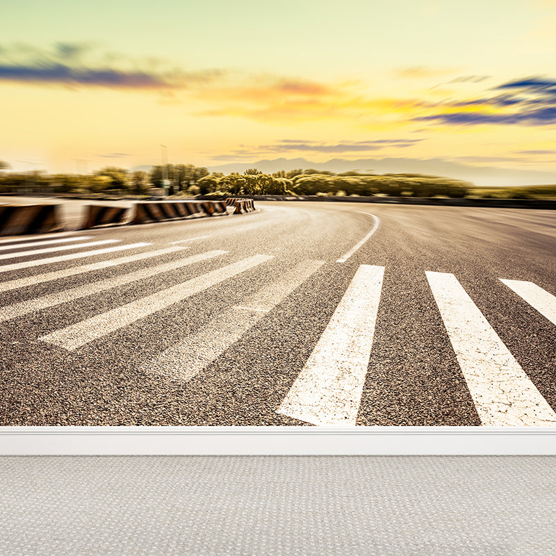 Highway Mural Wallpaper Light Color Contemporary Wall Covering for Girls Bedroom Clearhalo 'Wall Decor' 'Wall Mural' 1627375