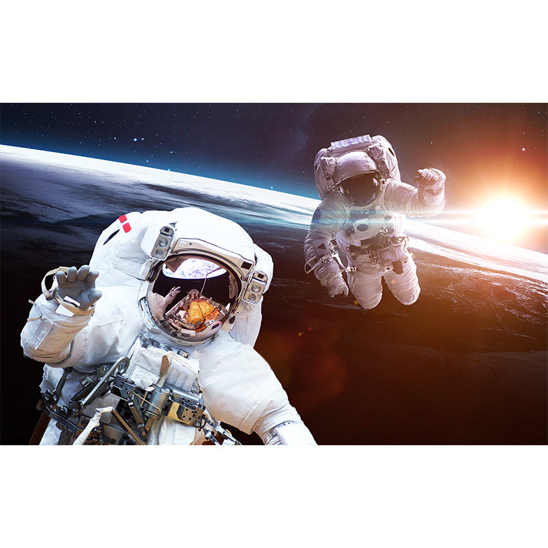 Stain Resistant Astronaut Wall Mural Non-Woven Texture Sci-Fi Wall Art for Kitchen Clearhalo 'Wall Decor' 'Wall Mural' 1627381