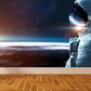 Stain Resistant Astronaut Wall Mural Non-Woven Texture Sci-Fi Wall Art for Kitchen Orange Design 2 Clearhalo 'Wall Decor' 'Wall Mural' 1627383