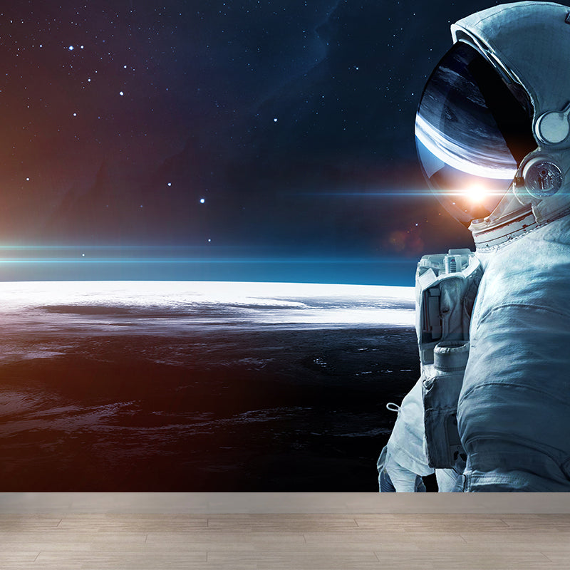 Stain Resistant Astronaut Wall Mural Non-Woven Texture Sci-Fi Wall Art for Kitchen Clearhalo 'Wall Decor' 'Wall Mural' 1627384