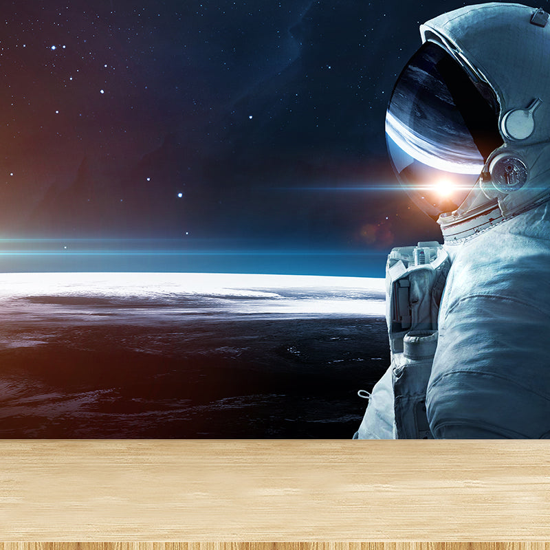 Stain Resistant Astronaut Wall Mural Non-Woven Texture Sci-Fi Wall Art for Kitchen Clearhalo 'Wall Decor' 'Wall Mural' 1627385