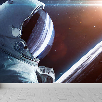 Stain Resistant Astronaut Wall Mural Non-Woven Texture Sci-Fi Wall Art for Kitchen Orange Design 3 Clearhalo 'Wall Decor' 'Wall Mural' 1627388