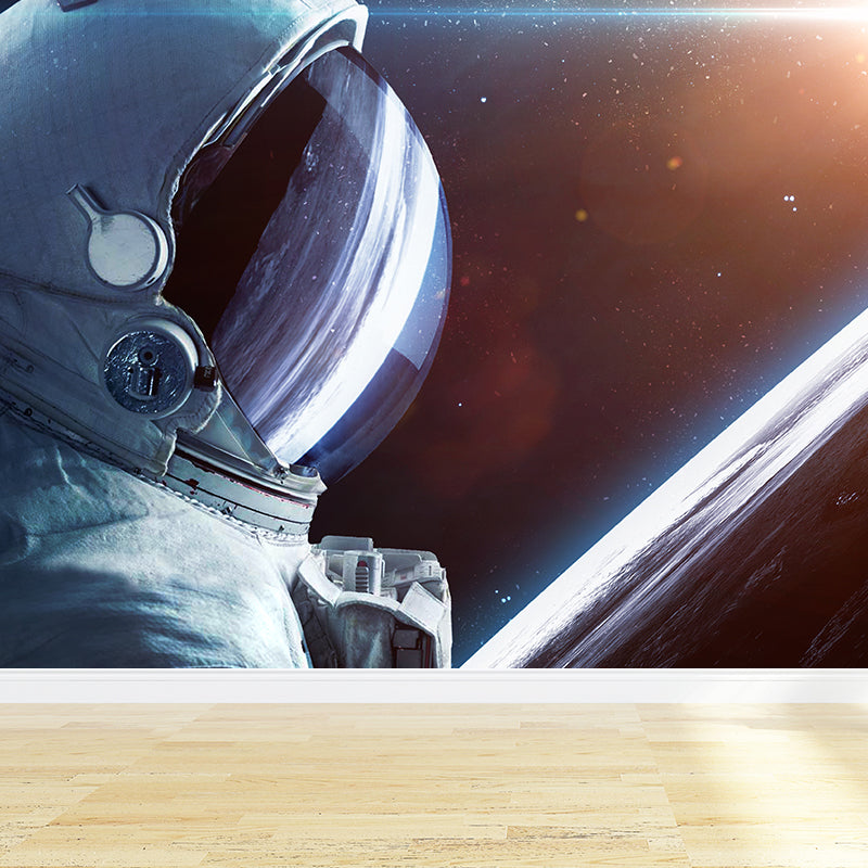 Stain Resistant Astronaut Wall Mural Non-Woven Texture Sci-Fi Wall Art for Kitchen Clearhalo 'Wall Decor' 'Wall Mural' 1627389
