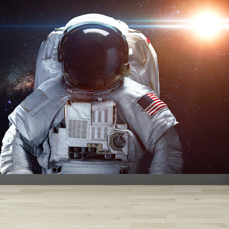 Stain Resistant Astronaut Wall Mural Non-Woven Texture Sci-Fi Wall Art for Kitchen Orange Design 4 Clearhalo 'Wall Decor' 'Wall Mural' 1627393