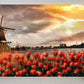 Romantic Windmill View Mural Decal for Living Room, Soft Color, Custom Size Available Clearhalo 'Wall Decor' 'Wall Mural' 1627415