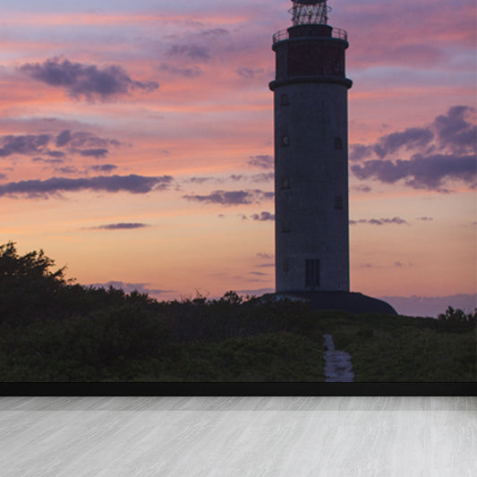Large Lighthouse Mural Wallpaper Coastal Sea Landscape Wall Covering in Pastel Color Clearhalo 'Wall Decor' 'Wall Mural' 1627425
