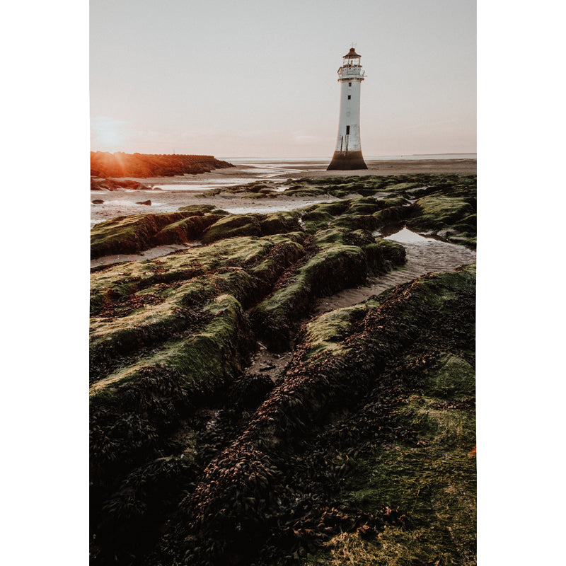 Large Lighthouse Mural Wallpaper Coastal Sea Landscape Wall Covering in Pastel Color Clearhalo 'Wall Decor' 'Wall Mural' 1627436