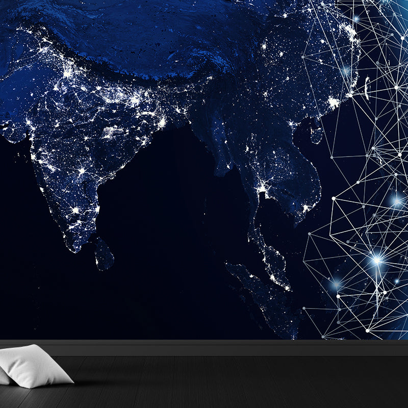 Modern Abstract Mural Decal Dark Color Water Resistant Wall Covering for Bathroom Dark Blue Clearhalo 'Wall Decor' 'Wall Mural' 1627438