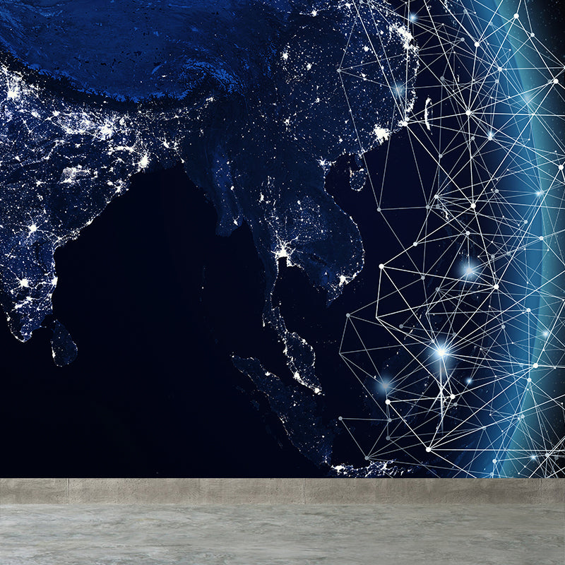 Modern Abstract Mural Decal Dark Color Water Resistant Wall Covering for Bathroom Clearhalo 'Wall Decor' 'Wall Mural' 1627439