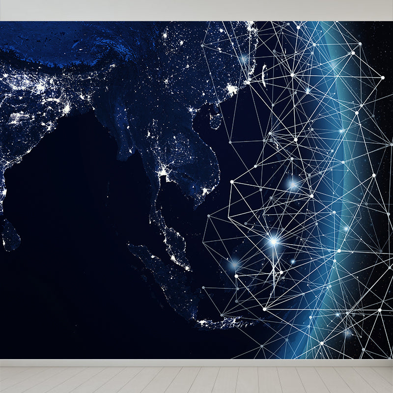 Modern Abstract Mural Decal Dark Color Water Resistant Wall Covering for Bathroom Clearhalo 'Wall Decor' 'Wall Mural' 1627440