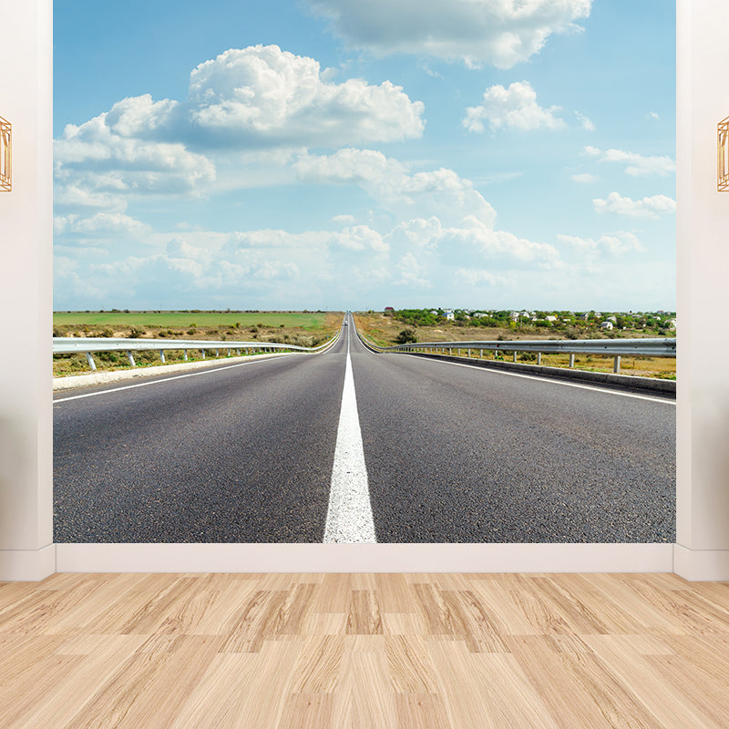 Road Wall Mural Modern Decorative Living Room Wall Covering, Custom Size Available Clearhalo 'Wall Decor' 'Wall Mural' 1627459