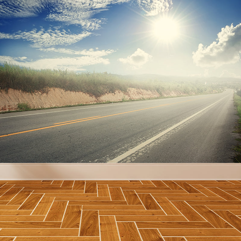 Road Wall Mural Modern Decorative Living Room Wall Covering, Custom Size Available Clearhalo 'Wall Decor' 'Wall Mural' 1627464