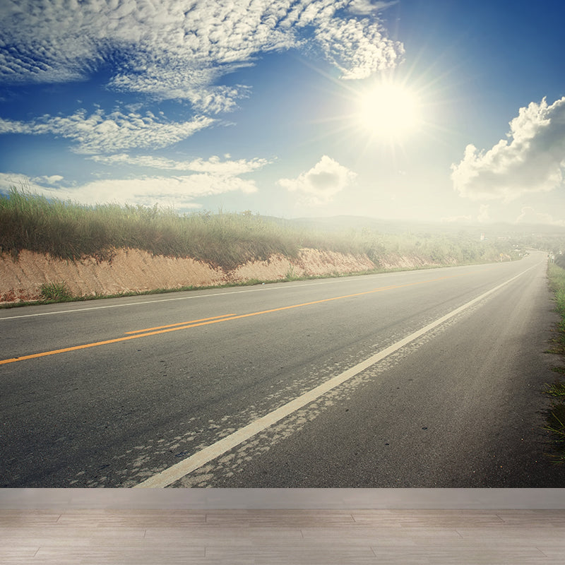 Road Wall Mural Modern Decorative Living Room Wall Covering, Custom Size Available Clearhalo 'Wall Decor' 'Wall Mural' 1627465