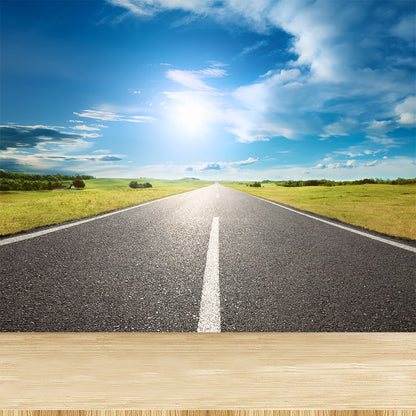 Road Wall Mural Modern Decorative Living Room Wall Covering, Custom Size Available Lake Blue Clearhalo 'Wall Decor' 'Wall Mural' 1627468