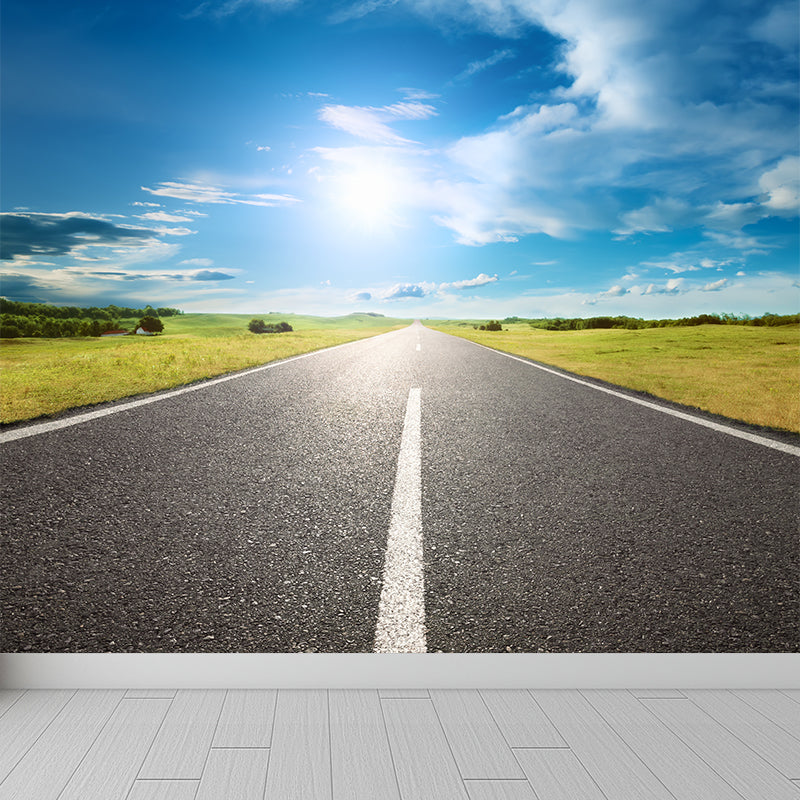 Road Wall Mural Modern Decorative Living Room Wall Covering, Custom Size Available Clearhalo 'Wall Decor' 'Wall Mural' 1627469