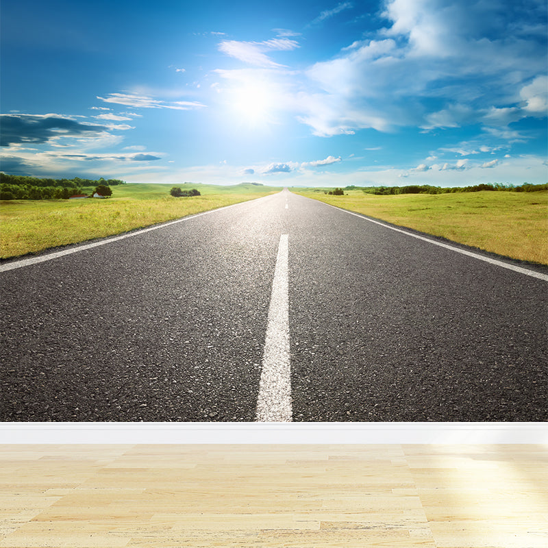 Road Wall Mural Modern Decorative Living Room Wall Covering, Custom Size Available Clearhalo 'Wall Decor' 'Wall Mural' 1627470