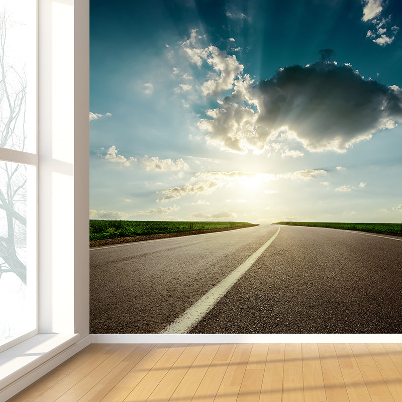 Road Wall Mural Modern Decorative Living Room Wall Covering, Custom Size Available Clearhalo 'Wall Decor' 'Wall Mural' 1627474