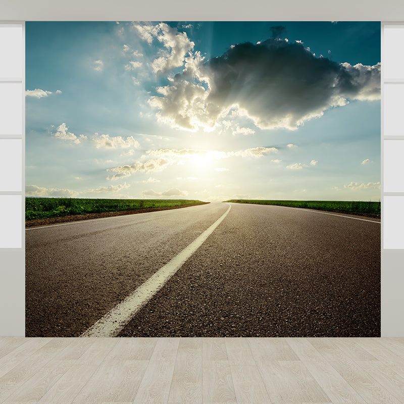 Road Wall Mural Modern Decorative Living Room Wall Covering, Custom Size Available Clearhalo 'Wall Decor' 'Wall Mural' 1627475