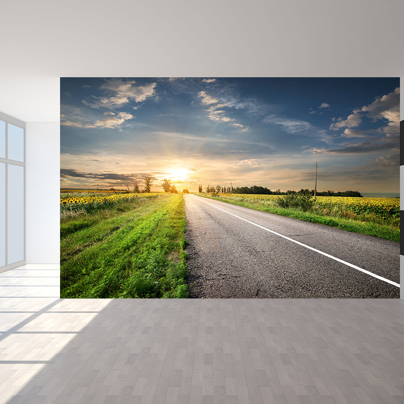 Soft Color Highway Mural Decal Moisture Resistant Contemporary Bathroom Wall Covering Blue Clearhalo 'Wall Decor' 'Wall Mural' 1627478