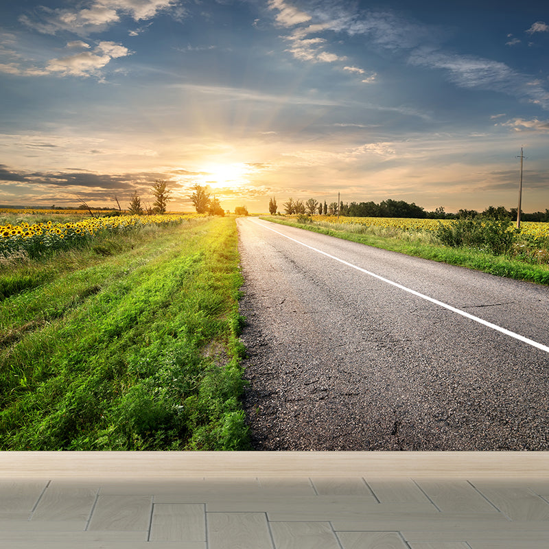 Soft Color Highway Mural Decal Moisture Resistant Contemporary Bathroom Wall Covering Clearhalo 'Wall Decor' 'Wall Mural' 1627479