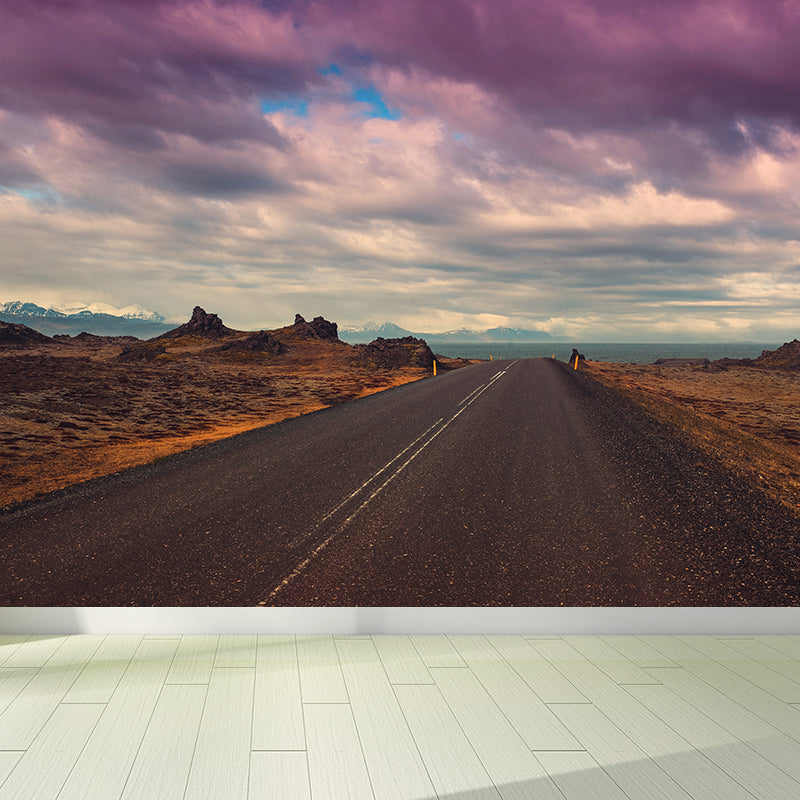 Soft Color Highway Mural Decal Moisture Resistant Contemporary Bathroom Wall Covering Purple Clearhalo 'Wall Decor' 'Wall Mural' 1627483