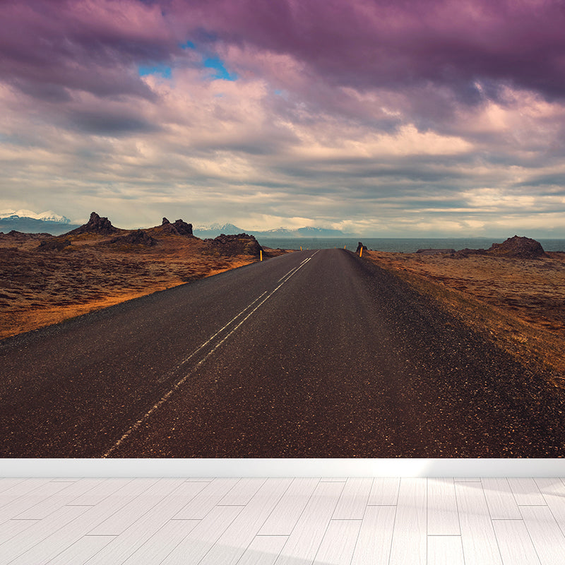 Soft Color Highway Mural Decal Moisture Resistant Contemporary Bathroom Wall Covering Clearhalo 'Wall Decor' 'Wall Mural' 1627484