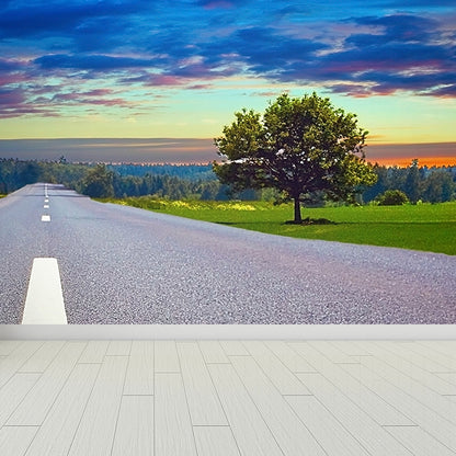 Soft Color Highway Mural Decal Moisture Resistant Contemporary Bathroom Wall Covering Dark Blue Clearhalo 'Wall Decor' 'Wall Mural' 1627488