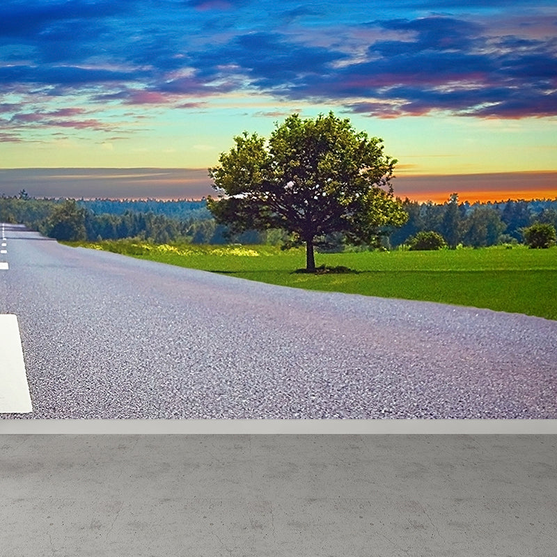 Soft Color Highway Mural Decal Moisture Resistant Contemporary Bathroom Wall Covering Clearhalo 'Wall Decor' 'Wall Mural' 1627489