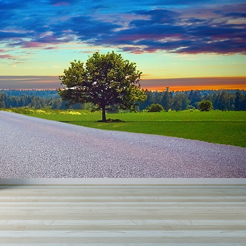 Soft Color Highway Mural Decal Moisture Resistant Contemporary Bathroom Wall Covering Clearhalo 'Wall Decor' 'Wall Mural' 1627490