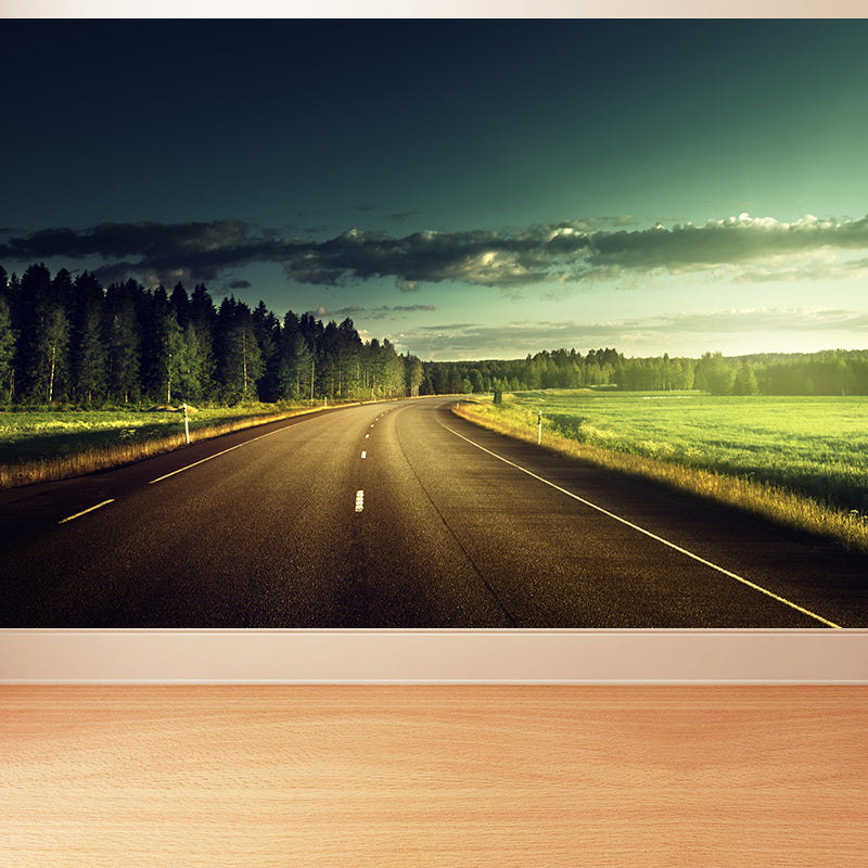 Soft Color Highway Mural Decal Moisture Resistant Contemporary Bathroom Wall Covering Clearhalo 'Wall Decor' 'Wall Mural' 1627494