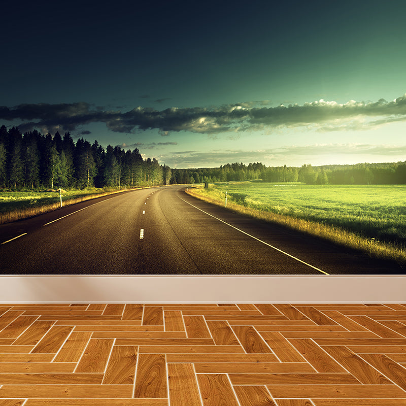 Soft Color Highway Mural Decal Moisture Resistant Contemporary Bathroom Wall Covering Clearhalo 'Wall Decor' 'Wall Mural' 1627495