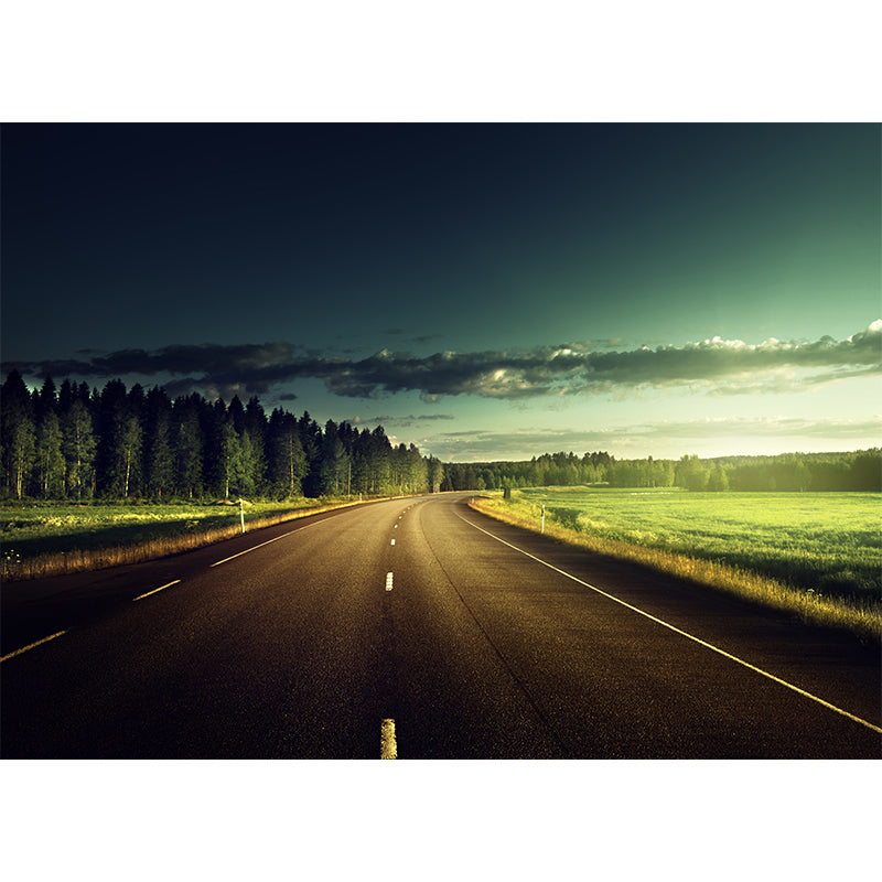 Soft Color Highway Mural Decal Moisture Resistant Contemporary Bathroom Wall Covering Clearhalo 'Wall Decor' 'Wall Mural' 1627496