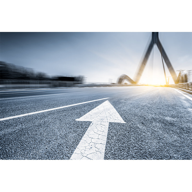 Photograph Style Morning Road Mural Giant Wall Covering for Dining Room, Made to Measure Clearhalo 'Wall Decor' 'Wall Mural' 1627501