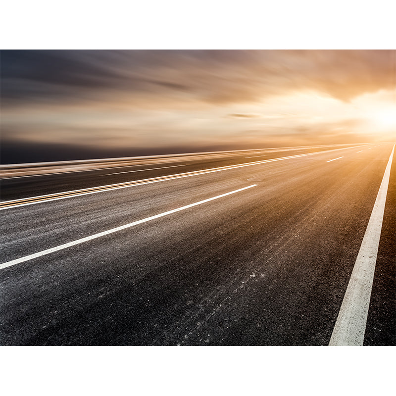 Photograph Style Morning Road Mural Giant Wall Covering for Dining Room, Made to Measure Clearhalo 'Wall Decor' 'Wall Mural' 1627511