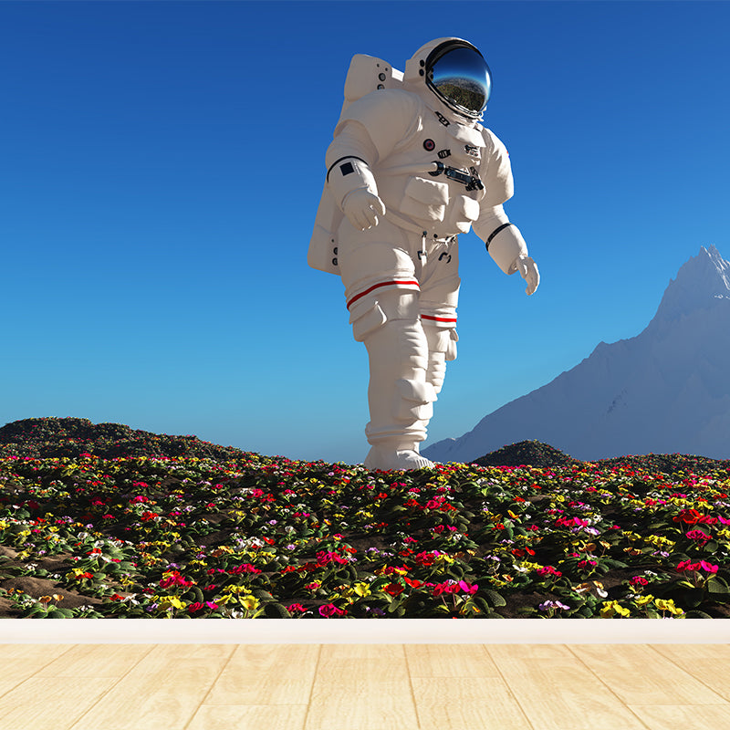 Full Size Photography Futuristic Mural Wallpaper with Outer Space Scenery in Blue Blue Design 1 Clearhalo 'Wall Decor' 'Wall Mural' 1627518