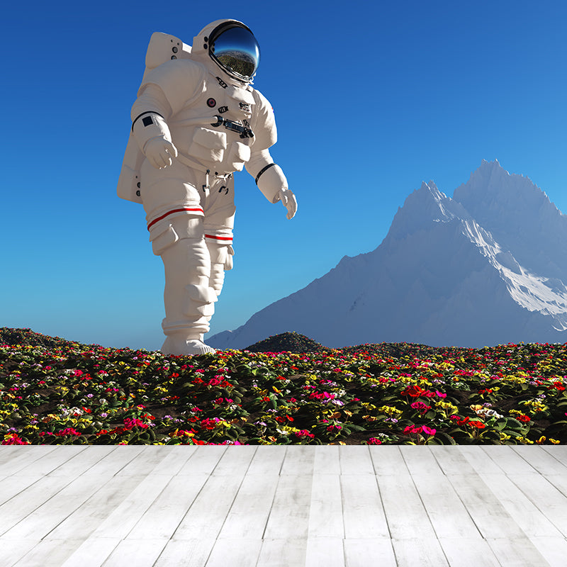 Full Size Photography Futuristic Mural Wallpaper with Outer Space Scenery in Blue Clearhalo 'Wall Decor' 'Wall Mural' 1627519