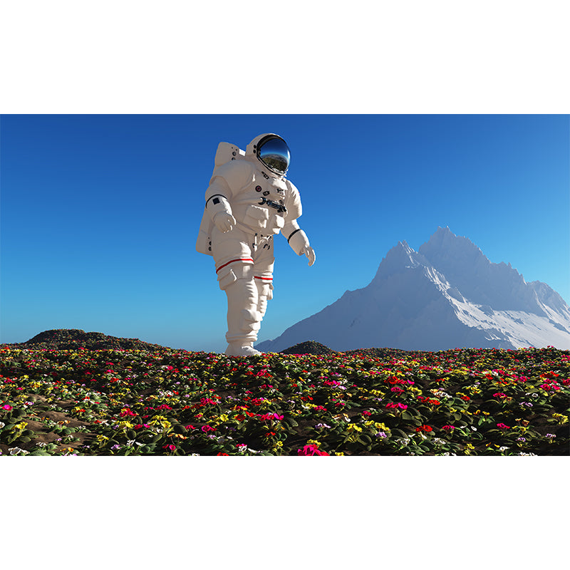 Full Size Photography Futuristic Mural Wallpaper with Outer Space Scenery in Blue Clearhalo 'Wall Decor' 'Wall Mural' 1627521