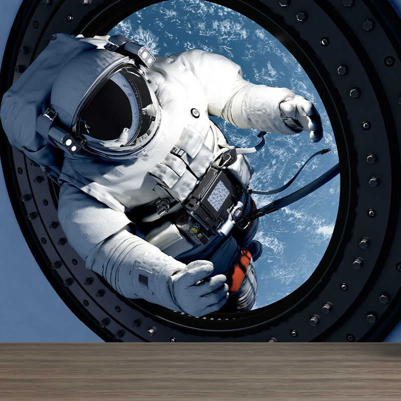 Full Size Photography Futuristic Mural Wallpaper with Outer Space Scenery in Blue Clearhalo 'Wall Decor' 'Wall Mural' 1627529