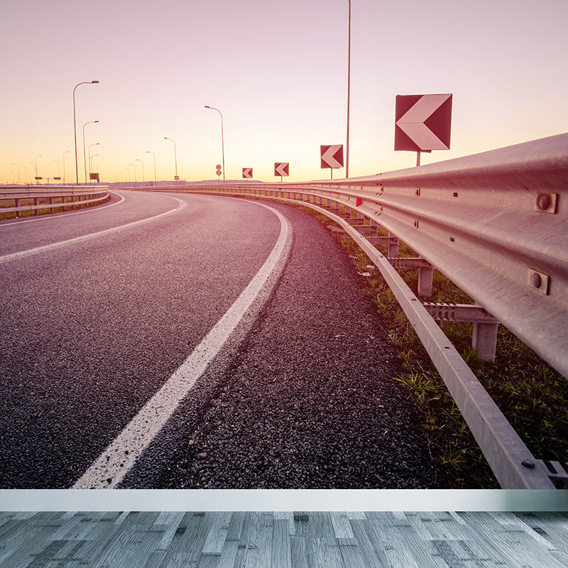 Extra Large Road Mural Pastel Color Non-Woven Wall Art for Home Decor, Personalised Clearhalo 'Wall Decor' 'Wall Mural' 1627605