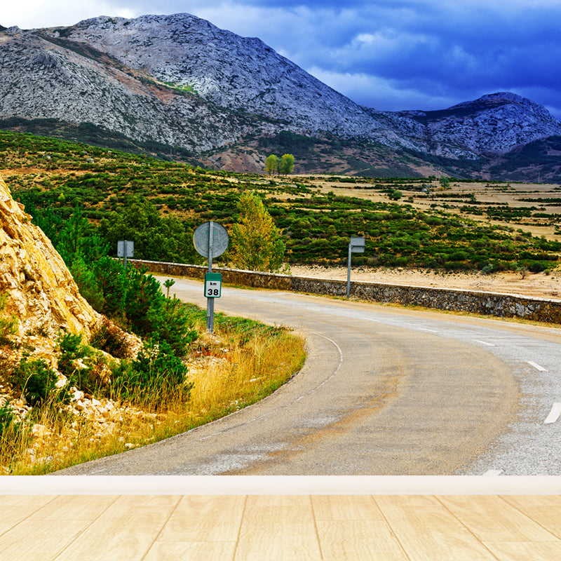 Extra Large Road Mural Pastel Color Non-Woven Wall Art for Home Decor, Personalised Yellow Clearhalo 'Wall Decor' 'Wall Mural' 1627613