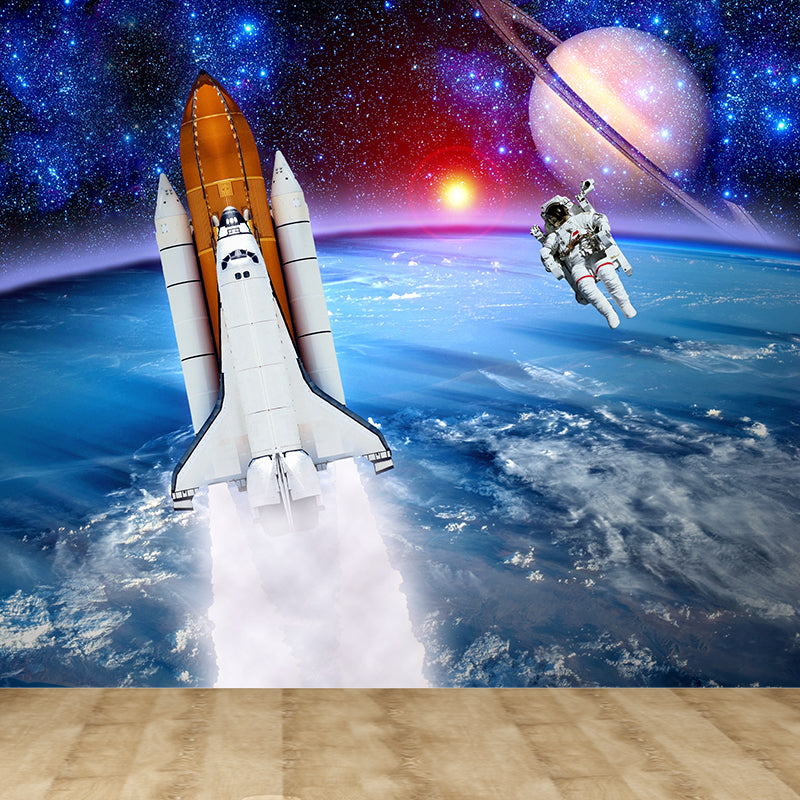 Big Space Shuttle Mural Wallpaper Decorative Fictional Living Room Wall Covering Clearhalo 'Wall Decor' 'Wall Mural' 1627620