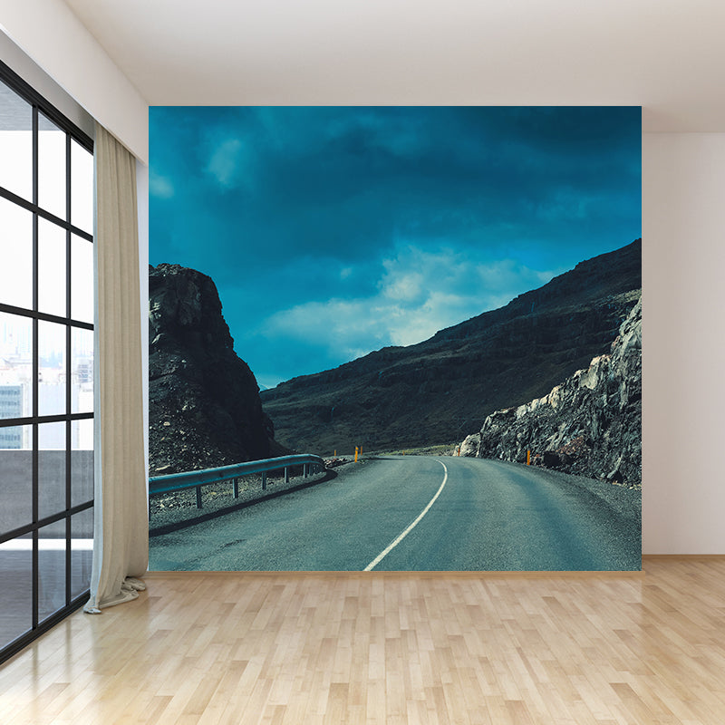 Various Highway View Mural Wallpaper Contemporary Non-Woven Material Wall Covering Dark Blue Clearhalo 'Wall Decor' 'Wall Mural' 1627703