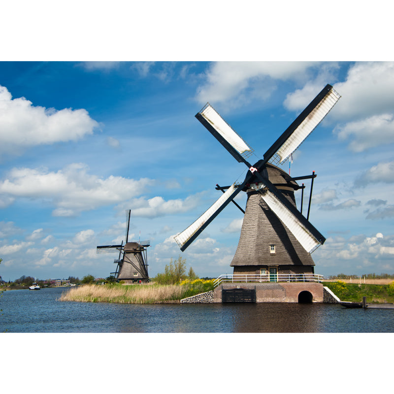 Full Size Photography Modern Mural Wallpaper with Windmill Landscape in Soft Color Clearhalo 'Wall Decor' 'Wall Mural' 1627741