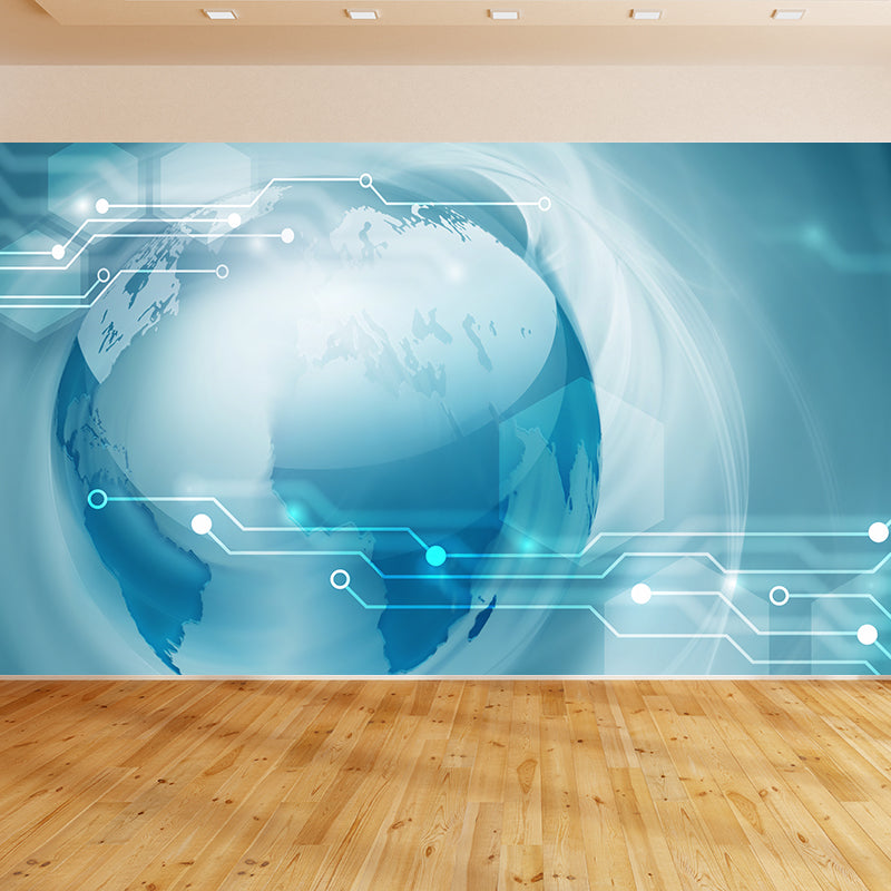 Extra Large Abstract Mural Dark Color Non-Woven Wall Art for Home Decor, Personalised Light Blue Clearhalo 'Wall Decor' 'Wall Mural' 1627773