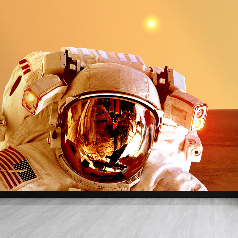 Mysterious Space Scene Mural Decal for Living Room, Orange, Custom Size Available Orange Design 2 Clearhalo 'Wall Decor' 'Wall Mural' 1627783