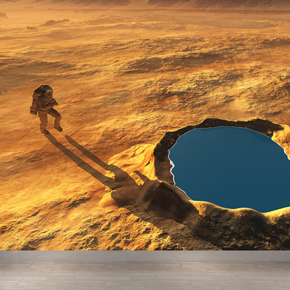 Mysterious Space Scene Mural Decal for Living Room, Orange, Custom Size Available Orange Design 3 Clearhalo 'Wall Decor' 'Wall Mural' 1627788