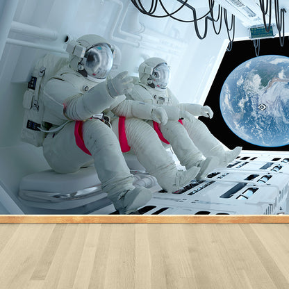 Whole Astronaut Mural Wallpaper for Wall Decor Fictional Boys Bedroom Wall Covering White Design 4 Clearhalo 'Wall Decor' 'Wall Mural' 1627813