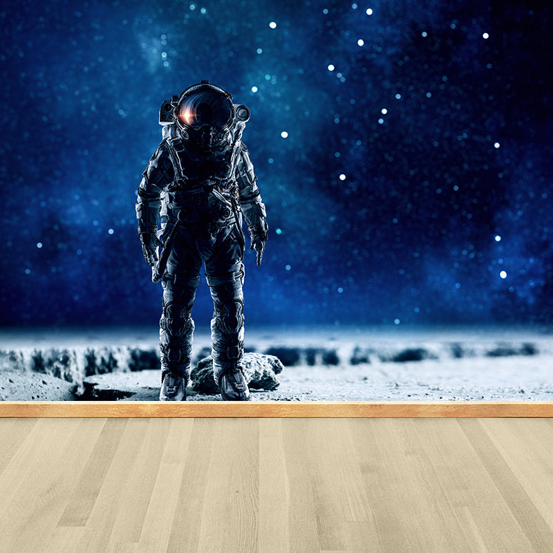 Stain-Proof Astronaut and Earth Mural Fictional Non-Woven Wall Art, Made to Measure Clearhalo 'Wall Decor' 'Wall Mural' 1627849